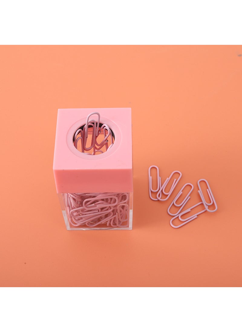 Creative Square Macaron Colored Magnetic Paperclip Holder Mint Green (with 18 paper clips) - Image 2