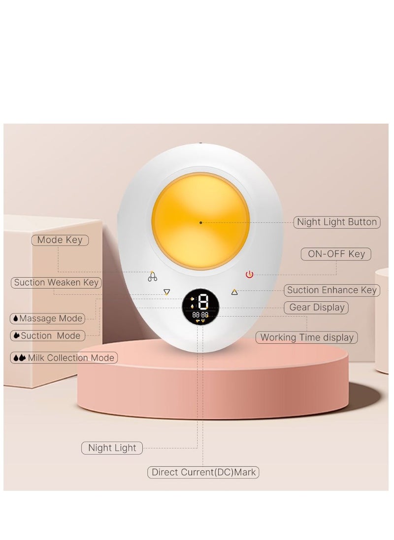 Doopser - Egg Style Electric Breast Pump, Hands Free, Double Wearable Cups With Nightlight Function, Low Noise, USB Rechargeable, Memory Function, 3 modes and 9 levels, 240 ml each - Image 1