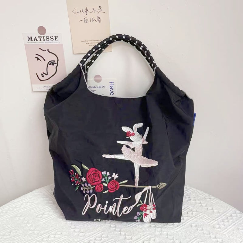 Japanese Homemade Ball Chain Eco-Friendly Shopping Bag Nylon Embroidered Hand Canvas Bag Nylon Shopping Bag - Image 1