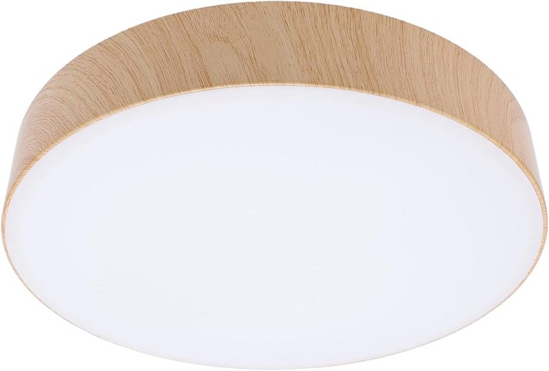 Modern LED Ceiling Light Round Remote Control 3 Color Temperatures Stepless Dimming Wood Color - Image 1