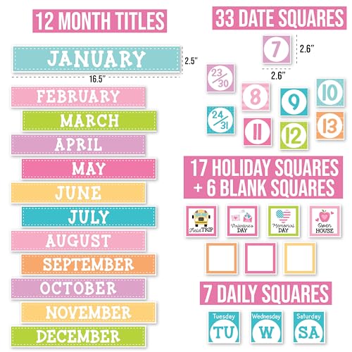 Hadley Designs Classroom Calendar Set Bulletin Board Decorations Pastel School Calendar for Classroom Decor Kindergarten Preschool Elementary Teacher Must Haves Homeschool Daycare Essentials - Image 3