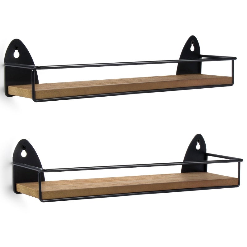 TJMOREE 2 Pack Spice Rack Wall Mount Rustic Style Hanging Spice Organizer for Wall Kitchen Spice Storage