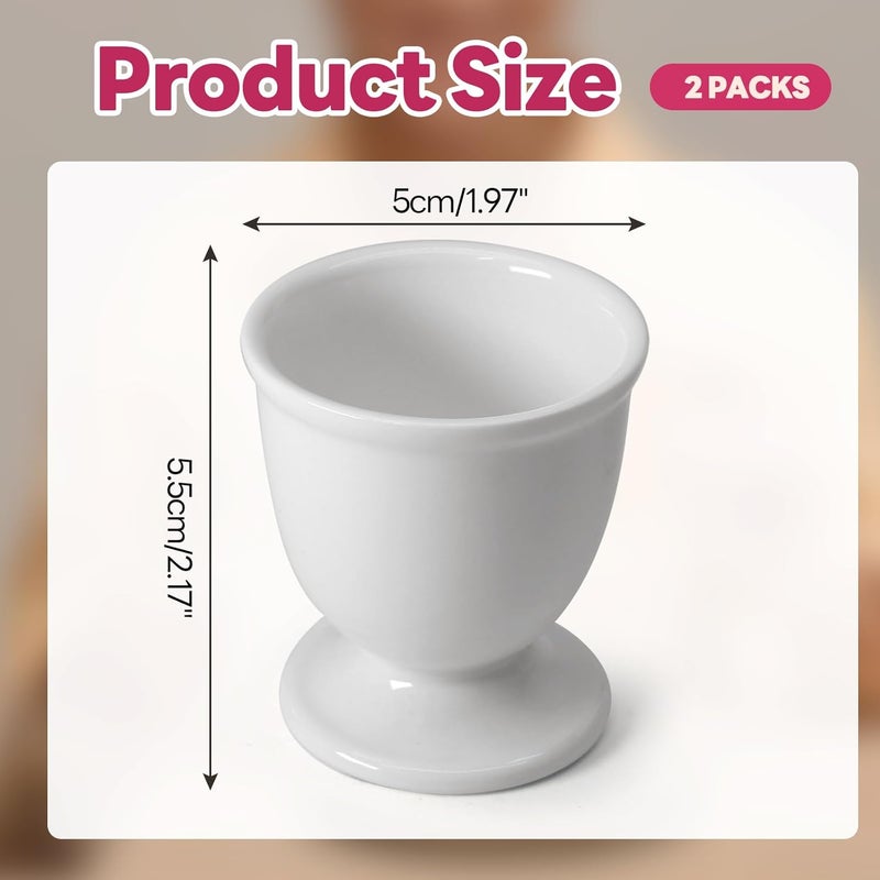 vibedor 2 Pcs Ceramic Egg Stand Holders, Porcelain Egg Holders White Egg Cups for Soft Boiled Eggs in Kitchen, Restaurant for Breakfast and Party Dinning - Image 3