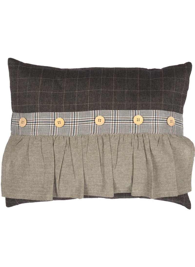 VHC Brands VHC Brands Rustic  Lodge Farmhouse Pillows  ThrowsRory Grey Ruffled 14 x 18 Pillow Pillow14x18 
