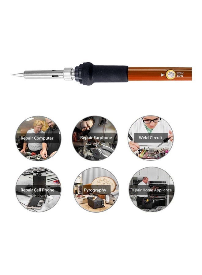 NIBEMINENT 60W Professional Electric Adjustable Temperature 200-450℃ Soldering Iron Welding Repair DIY Hand Tool silver 22.0x12.5x3.5cm - Image 4