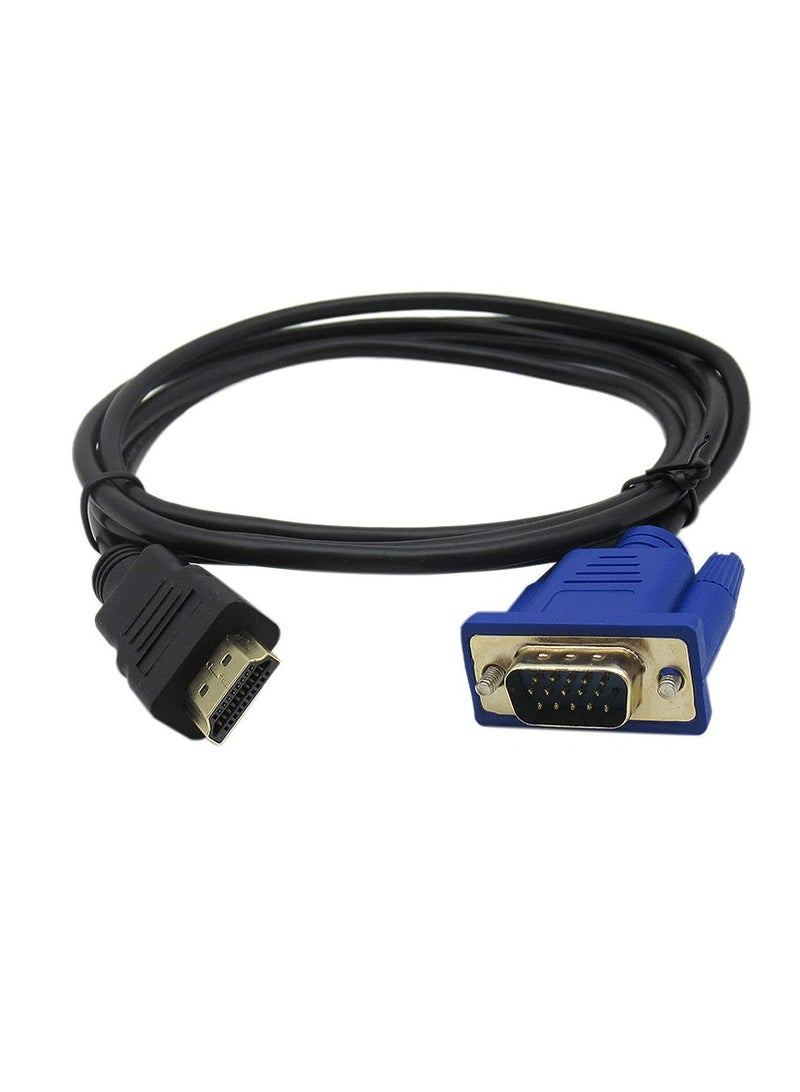 كابل محول HDMI إلى VGA 6 أقدام / 1.8m مطلي بالذهب 1080P HDMI ذكر إلى VGA ذكر سلك محول الفيديو النشط للكمبيوتر المحمول مشغل DVD كمبيوتر محمول جهاز عرض تلفزيوني إلخ - Image 1