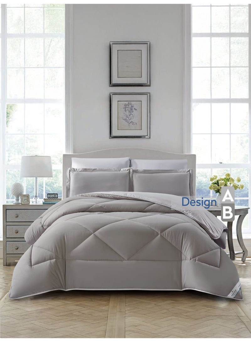 Donetella Bedding Comforter Set, Fits 200x200 cm King Size Bed - 6-Pcs Solid Quilted Bed Set, Microfiber Fabric - 1 Comforter, 1 Fitted Sheet, 2 Pillow Shams, 2 Pillowcases - Image 5