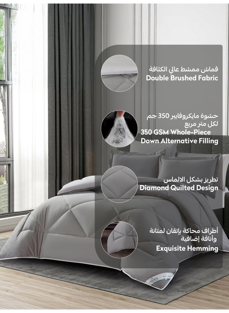 Donetella Bedding Comforter Set, Fits 200x200 cm King Size Bed - 6-Pcs Solid Quilted Bed Set, Microfiber Fabric - 1 Comforter, 1 Fitted Sheet, 2 Pillow Shams, 2 Pillowcases - Image 4