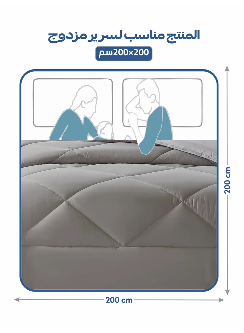 دوناتيلا طقم مفرش مزدوج 6 قطع يناسب سرير 200 × 200 سم مايكروفايبر ناعم بحشوة ثابتة رمادي دخاني