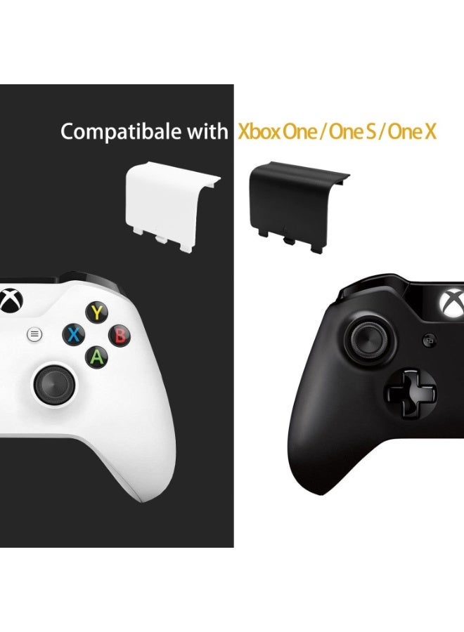 باب غطاء البطارية الاستبدالي متوافق مع وحدة التحكم Xbox One ، One S ، One X ، جزء إصلاح قشرة البطارية الخلفية متوافق مع وحدة التحكم اللاسلكية Xbox (أسود وأبيض) - Image 4