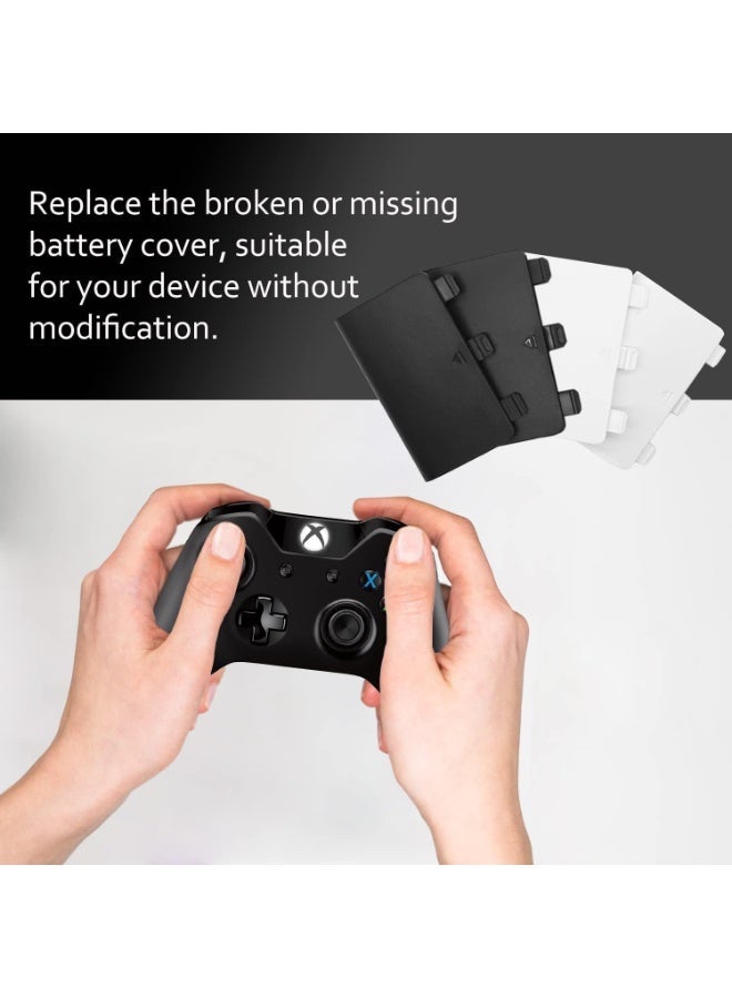 باب غطاء البطارية الاستبدالي متوافق مع وحدة التحكم Xbox One ، One S ، One X ، جزء إصلاح قشرة البطارية الخلفية متوافق مع وحدة التحكم اللاسلكية Xbox (أسود وأبيض) - Image 3