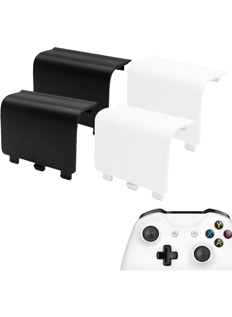 باب غطاء البطارية الاستبدالي متوافق مع وحدة التحكم Xbox One ، One S ، One X ، جزء إصلاح قشرة البطارية الخلفية متوافق مع وحدة التحكم اللاسلكية Xbox (أسود وأبيض) - Image 1