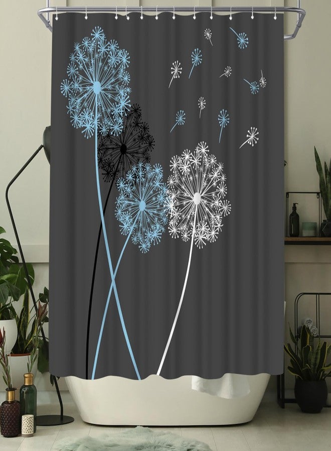 WELMECO Dandelion Shower Curtain Blue and Grey Grey Shower Curtain Bathroom Decor Polyester Fabric, 72x72inch - Image 3
