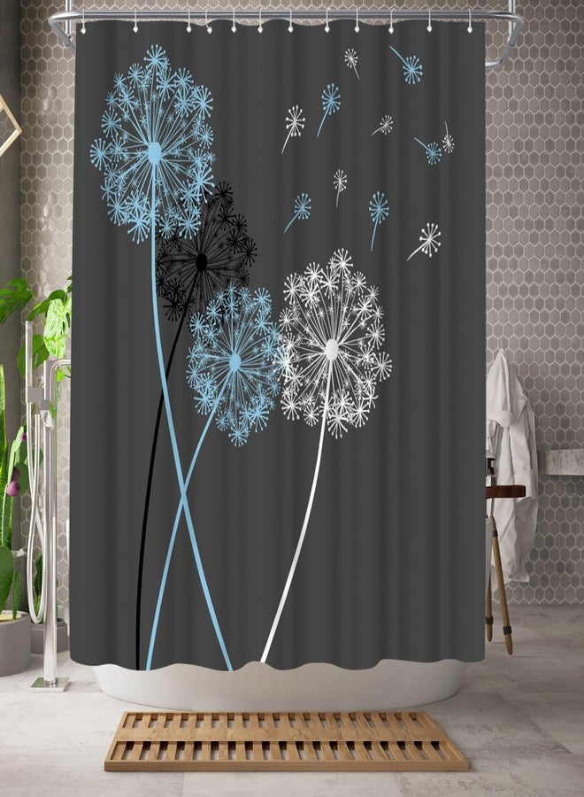 WELMECO Dandelion Shower Curtain Blue and Grey Grey Shower Curtain Bathroom Decor Polyester Fabric, 72x72inch - Image 2
