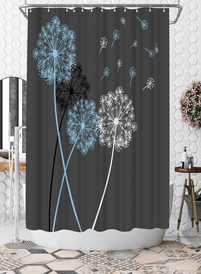 WELMECO Dandelion Shower Curtain Blue and Grey Grey Shower Curtain Bathroom Decor Polyester Fabric, 72x72inch - Image 1