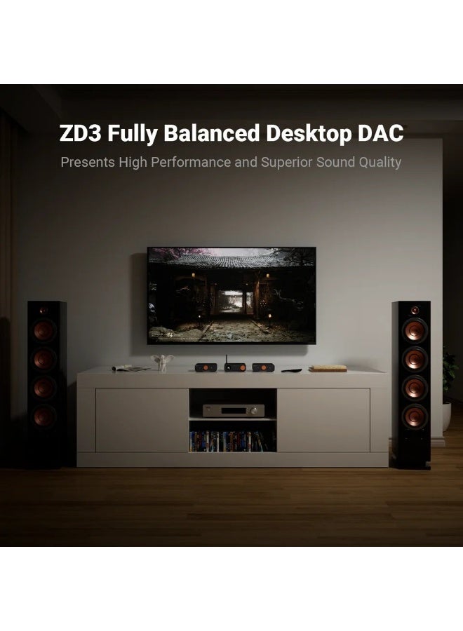 Fosi Audio ZD3 Bluetooth USB Desktop DAC ARC Input, ES9039Q2M Fully Balanced Digital Decoder for Stereo Amplifier with Remote, 12V Power Supply - Image 5