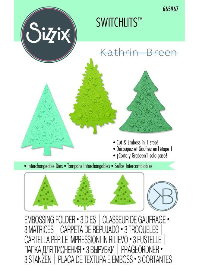 Sizzix Sizzx Switchlits Embossing Folder Festive Trees by Kath Breen | 665967 | Chapter 3 2022, Multicolor - Image 3