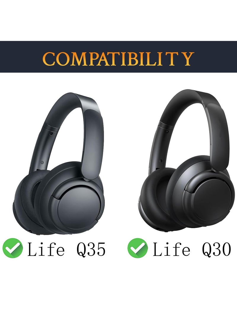 Generic Cooling Gel Earpads Replacement for Anker Soundcore Life Q30/Q35 Headphones Ear Pads Cushions with Ice Silk Fabric High-Density Noise Isolation Foam (Black)  - Image 2