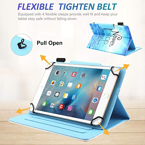 Dteck Universal Case for Android 11 12 13 Tablet 10 10+ /Galaxy Tab 9.6 9.7 10.1 10.4 10.5 /Tab M10 10 10.3 Inch/Fire HD 10 10.1"- Protective Folio Cute Case with View Stand/Card Slots (Never Stop) - Image 3