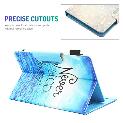 Dteck Universal Case for Android 11 12 13 Tablet 10 10+ /Galaxy Tab 9.6 9.7 10.1 10.4 10.5 /Tab M10 10 10.3 Inch/Fire HD 10 10.1"- Protective Folio Cute Case with View Stand/Card Slots (Never Stop) - Image 4
