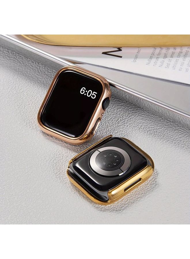 Hard PC Case For Apple Watch Series 9 8 7 45mm Gold Color Shockproof Protective Bumper Cover Without Screen Film - Image 3