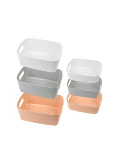 6 Pcs Plastic Storage Baskets in Multiple Colors for Organizing Cupboards, Kitchen, Bathroom, and Toys - Open Storage Bins with Handles for Home Tidy Solutions