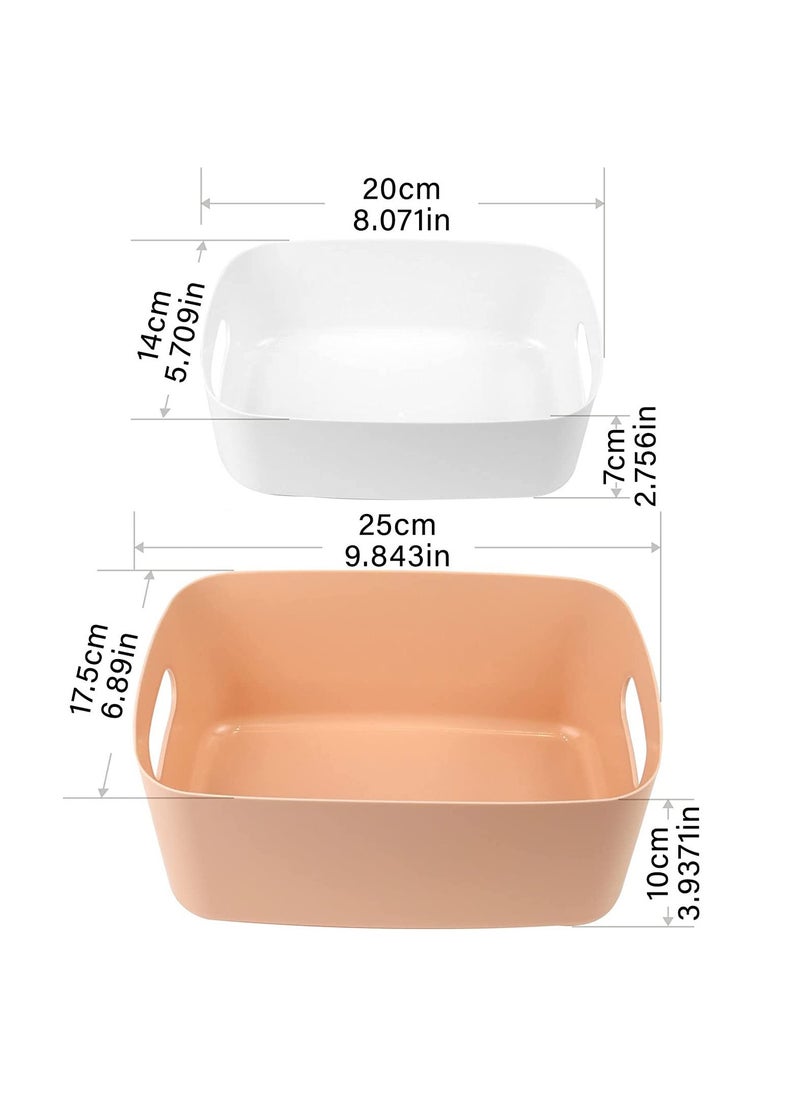 Generic - 6 Pcs Plastic Storage Baskets in Multiple Colors for Organizing Cupboards, Kitchen, Bathroom, and Toys - Open Storage Bins with Handles for Home Tidy Solutions - Image 1