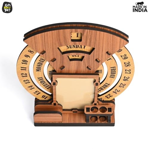 Gift Kya De 2026 Lifetime Desk Calendar with Desk Organizer & Photo Frame | Reusable Wooden Perpetual Calendar for Office & Home Decor | Eco-Friendly Tabletop Calendar | New Year Gift (Dark Wood Eco Friendly) - Image 5