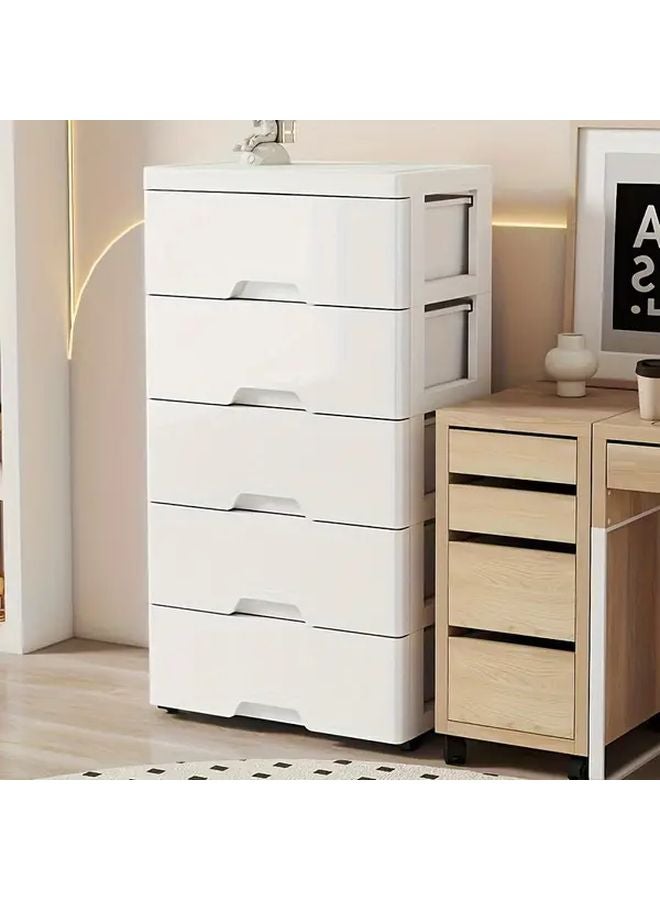 5 Layer White Plastic Storage Cabinet Stackable Drawer Organizer For Bedroom Office - Image 3