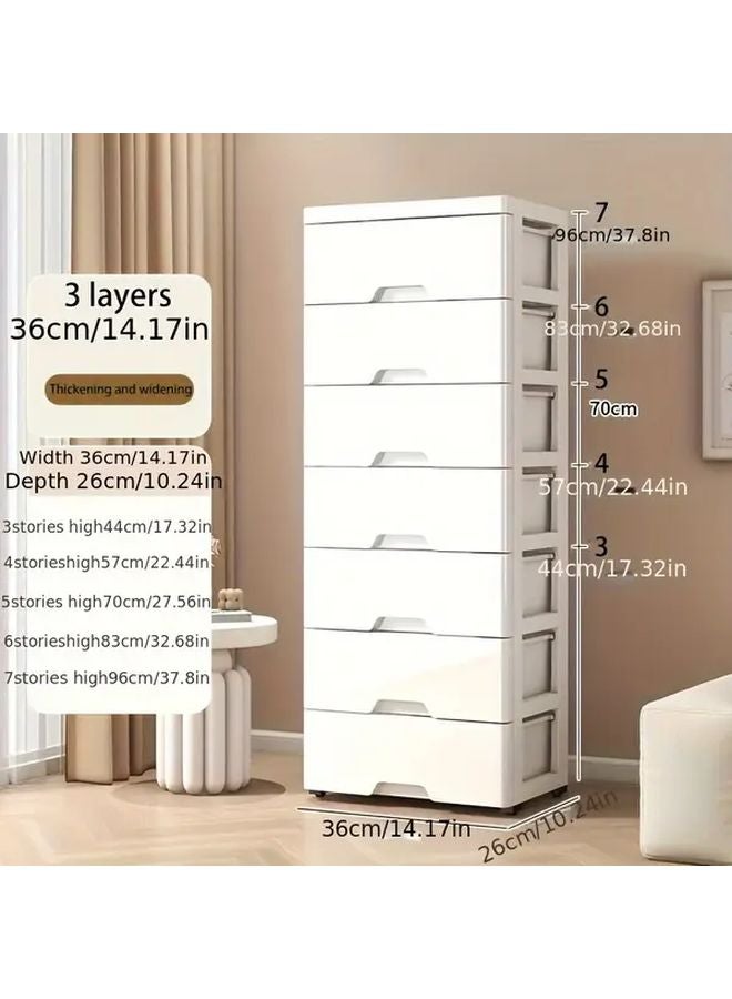 5 Layer White Plastic Storage Cabinet Stackable Drawer Organizer For Bedroom Office - Image 4