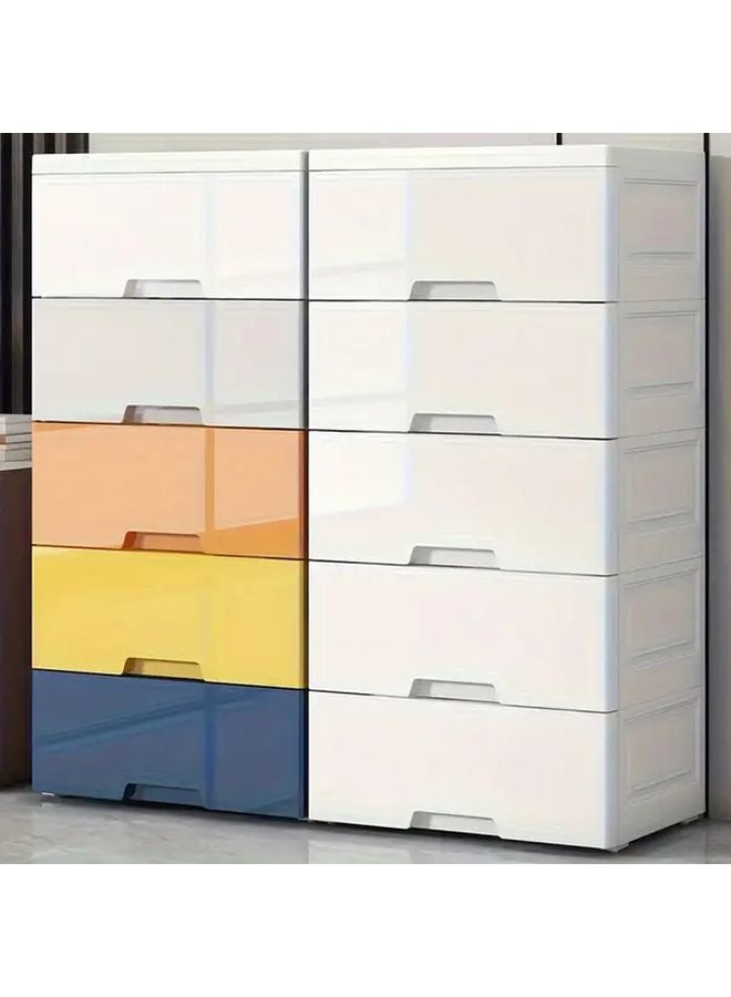 5 Layer White Plastic Storage Cabinet Stackable Drawer Organizer For Bedroom Office - Image 5