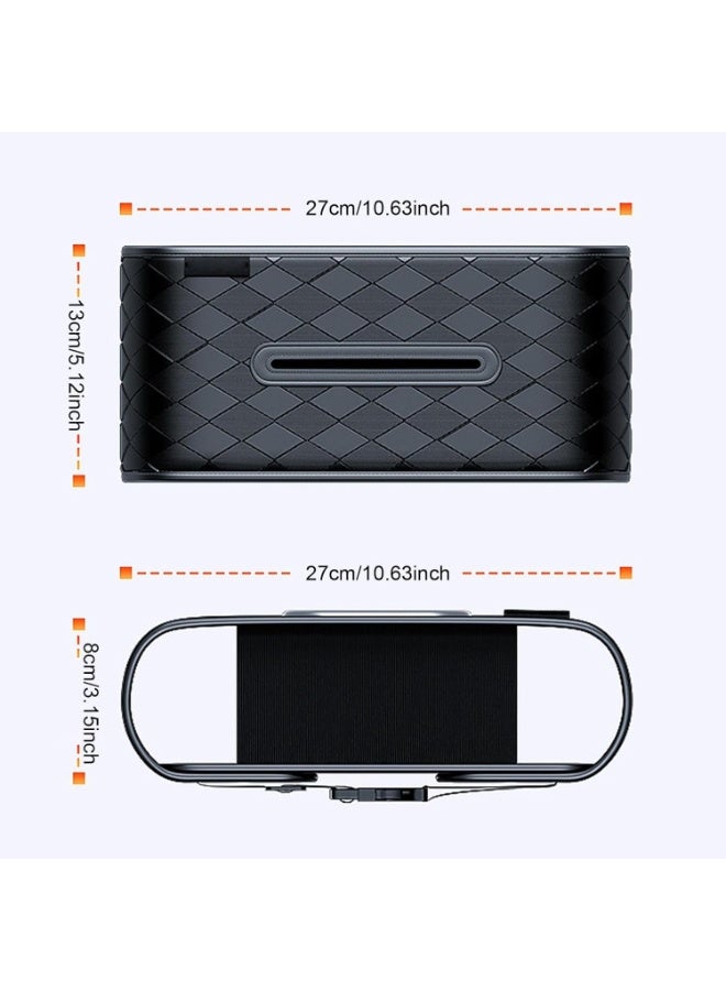 Black PU Leather Car Tissue Holder Napkin Box with Diamond Pattern - Image 2
