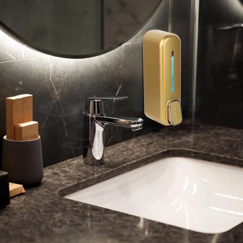 BATH GURU Multipurpose Soap Dispenser Wall Mounted ABS Shampoo Lotion Sanitizer Dispenser for Bathroom (350 Ml, Smart Gold)(Plastic) - Image 2