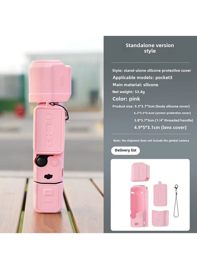 غطاء سيليكون لـ DJI Osmo Pocket 3 باللون الوردي - واقي شامل للحماية من الغبار ومقاوم للصدمات - Image 1