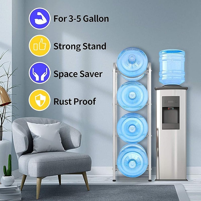 SHOWAY Umorning Water Bottle Holder 4 Ties Stand Shelf Rack For 5 Gallon Water Cooler Jug Detachable Kitchen Organization And Storage Shelf Fits For Home And Office Use, 31173, In House, 31175 - Image 1