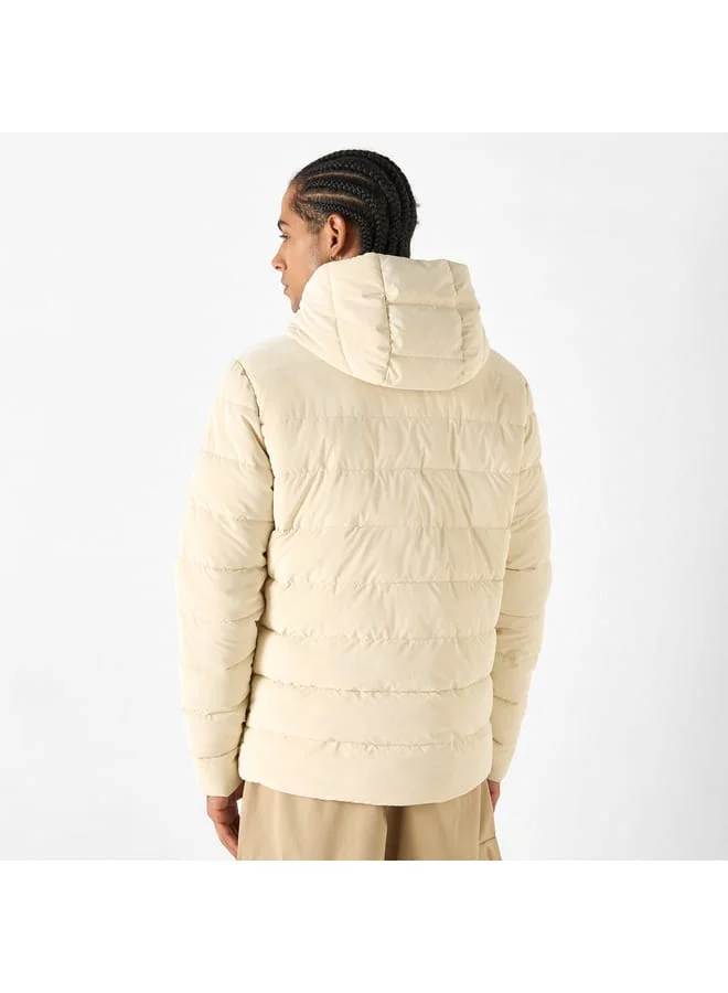 Kappa Kappa Solid Zip Through Puffer Jacket with Hood and Pockets
