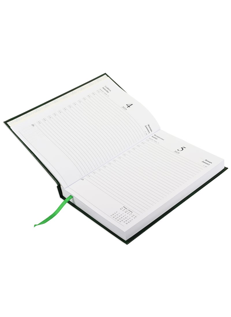 FIS Fis  2025  Russian Diary (Russian/English), A5 Vinyl, 1 Side Padded, Green -FSDIRU0125GR  - Image 2