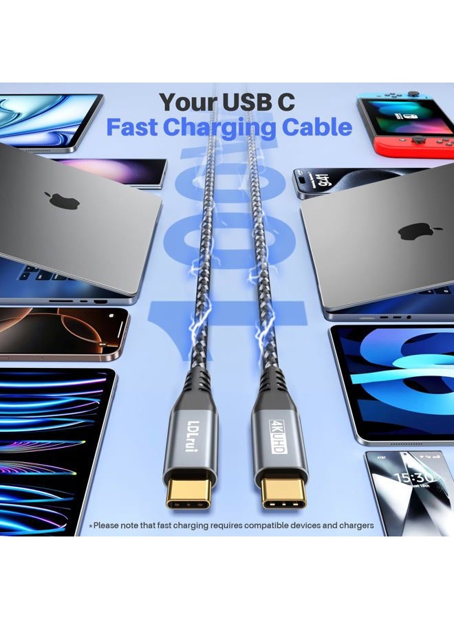 LDLrui USB C to USB C Monitor Display Cable 6FT, 20Gbps Data Transfer 100W Fast Charge 4K Video Output USB3.2 Gen 2×2 Cable for MacBook, iPad, iPhone 15 Pro/Max, Samsung S21, Dell XPS, Portable Monitor - Image 4