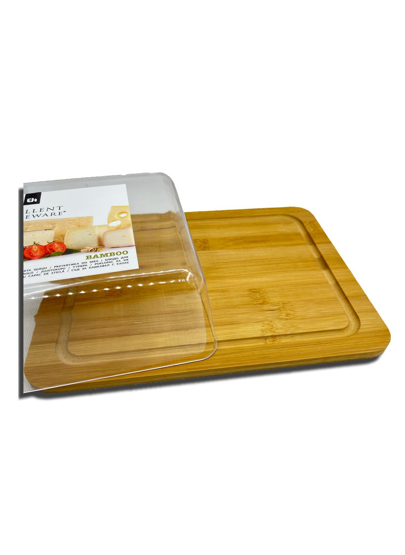 Bamboo Cheese Dome With Glass Cover