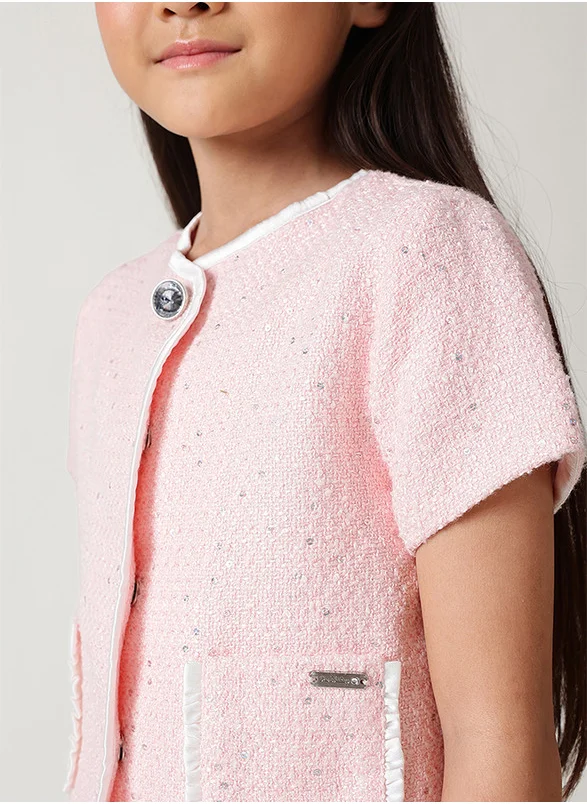ون فرايدي One Friday Girls Pink Regular Fit Short Sleeve Solid Blazer
