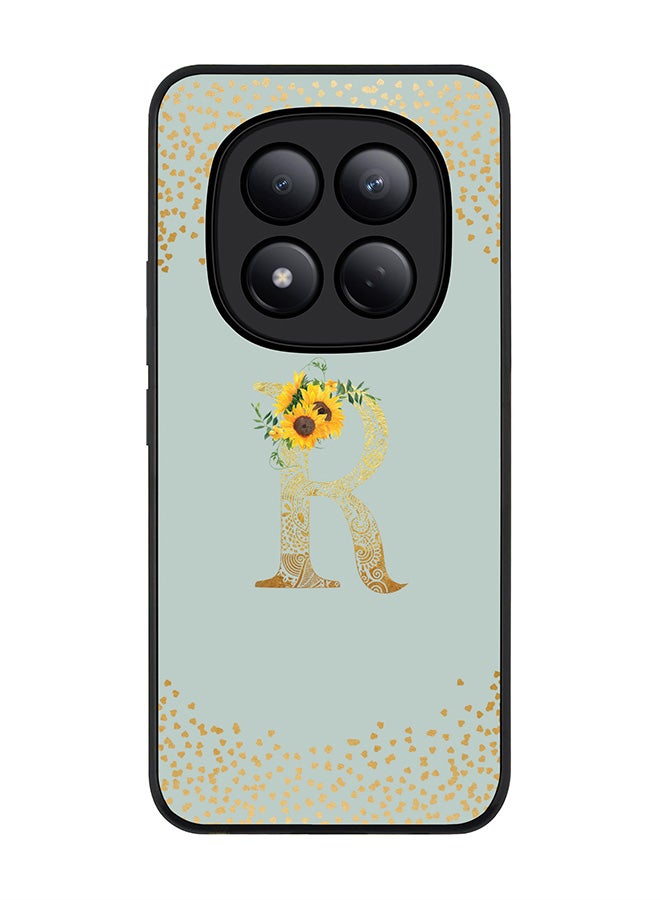 For Xiaomi Redmi Note 15 Pro 4G Case,Slim fit Camera Protection, Shockproof Thin Phone cover  - Custom Floral Monogram - R  (Light Grey )