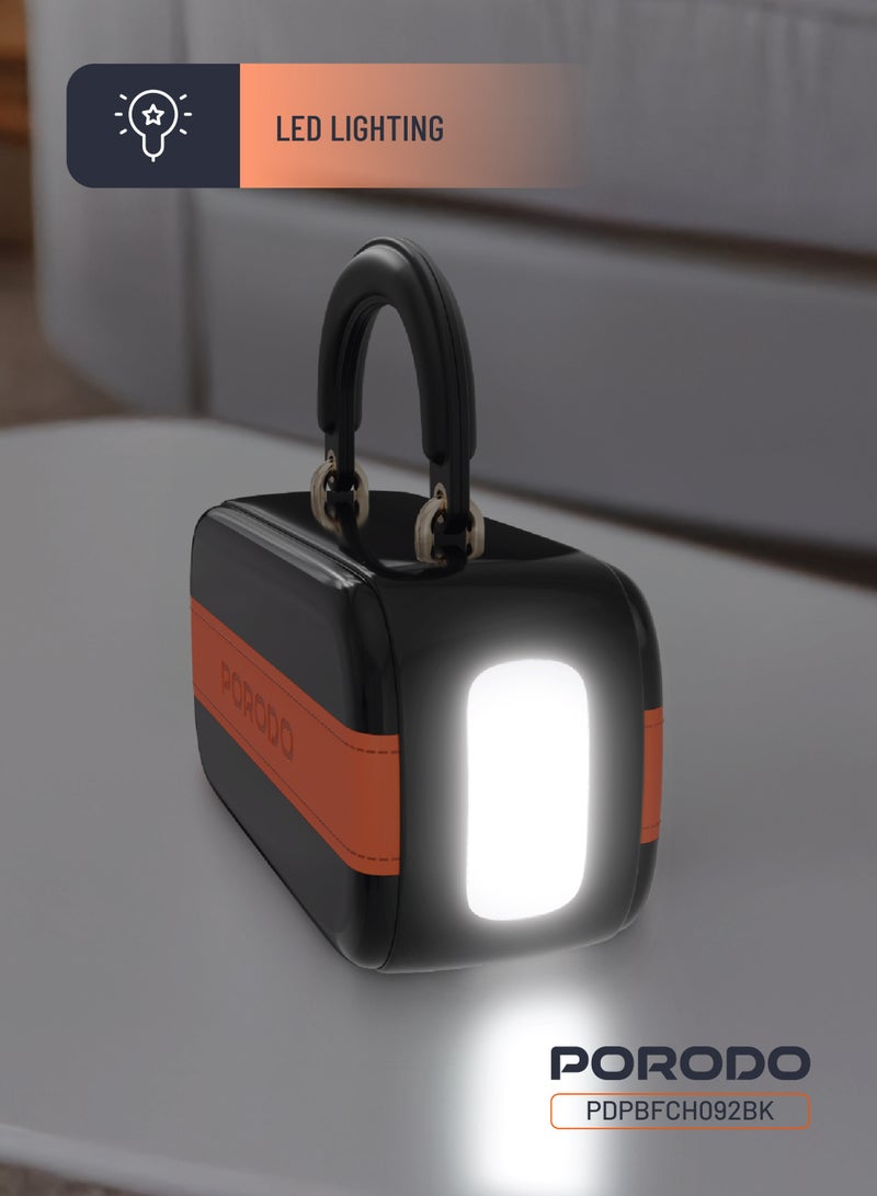 porodo Sway 60000 mAh Power Bank Built-In LED Lighting with Dual PD 100W USB-C Ports & Dual QC 22.5 USB-A Ports / Stylish Grip Handheld / Massive Power Capacity - Black - Image 5