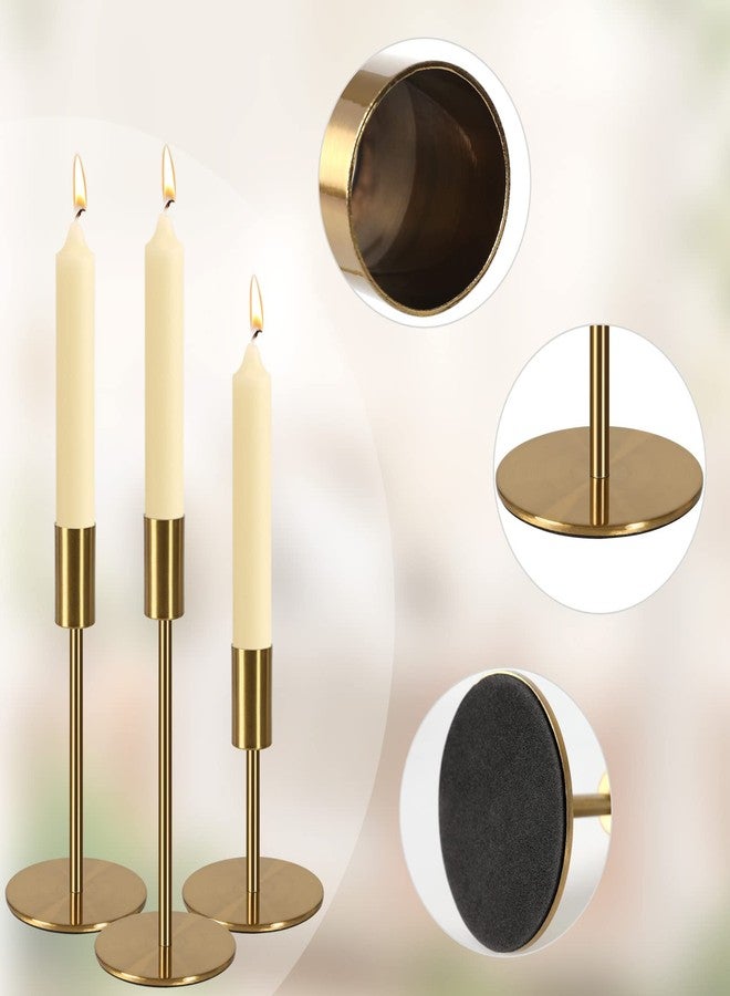 SUJUN Brass Taper Candle Holders - Set of 3 Antique Brass Finish Candlestick Holder, Modern Rustic Metal Candlestick Holder for Wedding, Dining Table, Party Centerpiece - Image 4