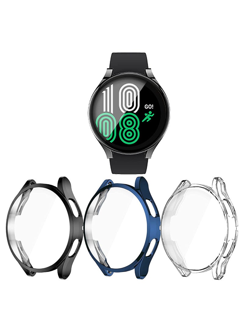 KASTWAVE Case for Galaxy Watch 4 44mm with Screen Protector 3 Pack Soft TPU Slim Fit Full Ultra Thin Scratch Resistant Bumper Simplicity Protective Cover Samsung 44mm Accessories - Image 1
