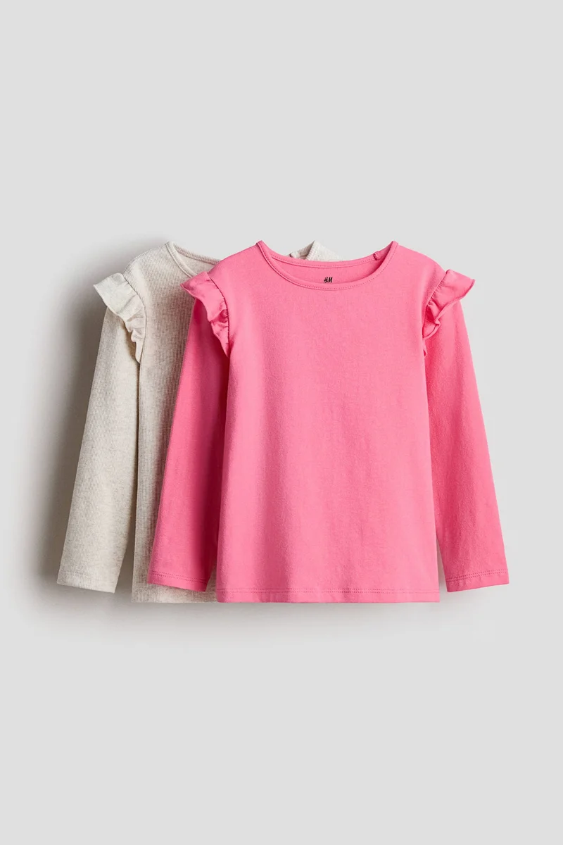 H&M 2-pack frill-trimmed jersey tops
