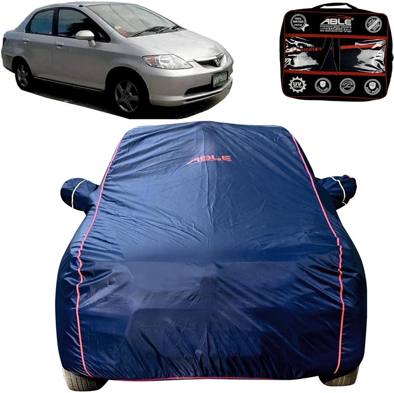 Able Parashuit Blue WR Series Car Body Cover with Mirror Pockets and Driver Door Zipper Compatible for Honda-City-Old Type-I (Before 2005 Model) - Image 1