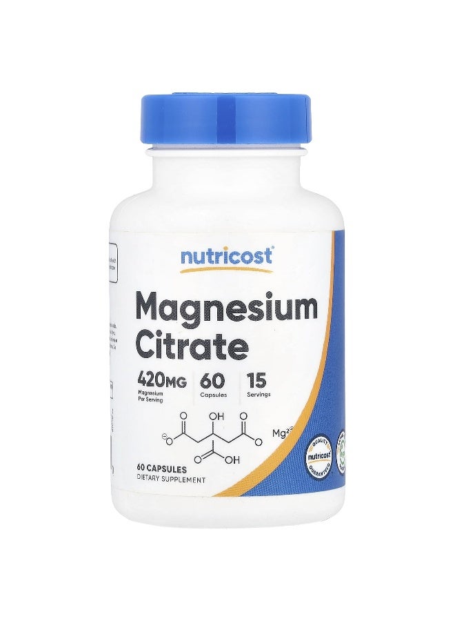 Nutricost نوتريكوست، سترات المغنيسيوم، 420 ملغ، 60 كبسولة (105 ملغ لكل كبسولة) - Image 1
