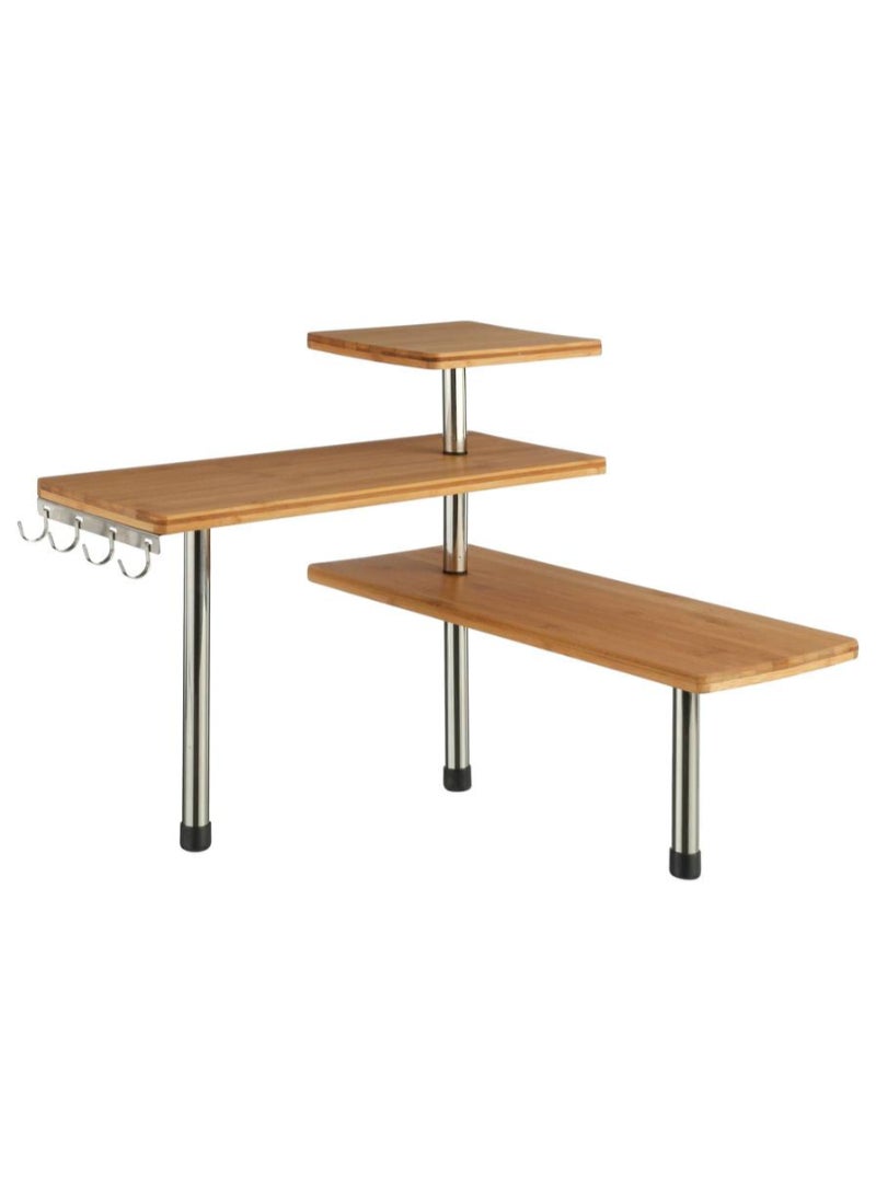 5five 5Five Bamboo Kitchen Shelf W 4 Hooks 45 x 43 x 38.5cm 