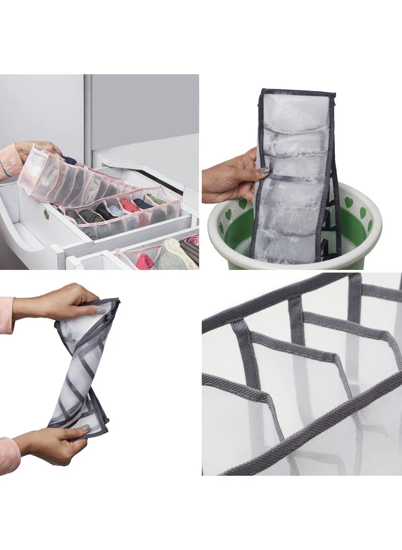 NFI essentials NFI essentials Foldable Organiser for Bra Underwear Socks Set of 2 Dresser Drawer Storage Organizer for Undergarments Folding Closet Storage of Lingerie  - Image 3