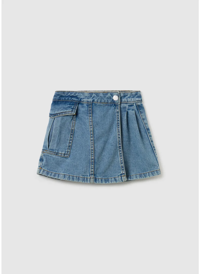 او في اس Cargo skort in denim with darts